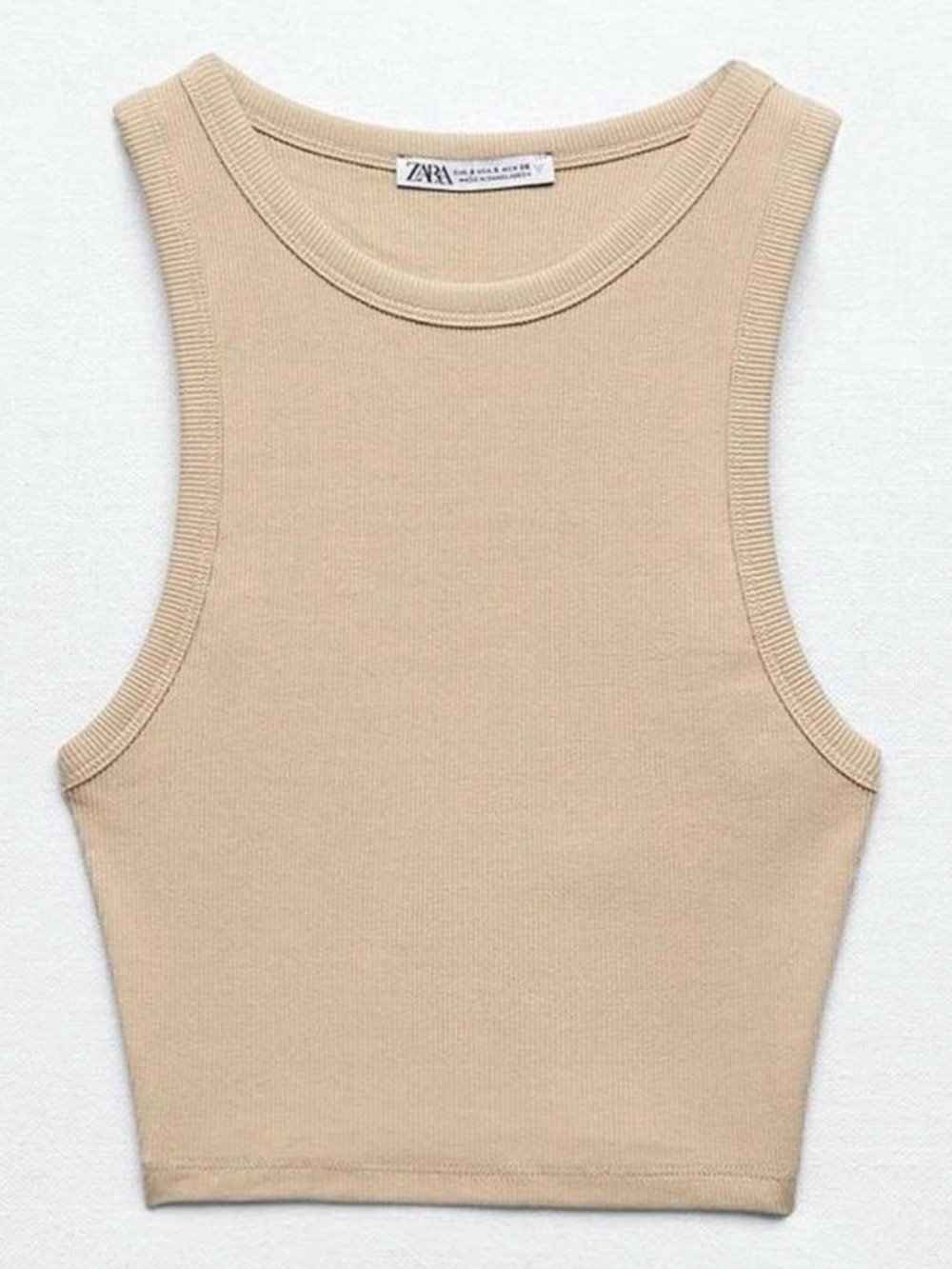 Zara Ribbed Cropped Tank Top, Size S